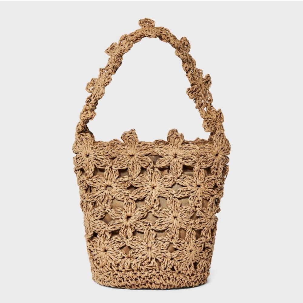 Straw Mini Floral Bucket Bag